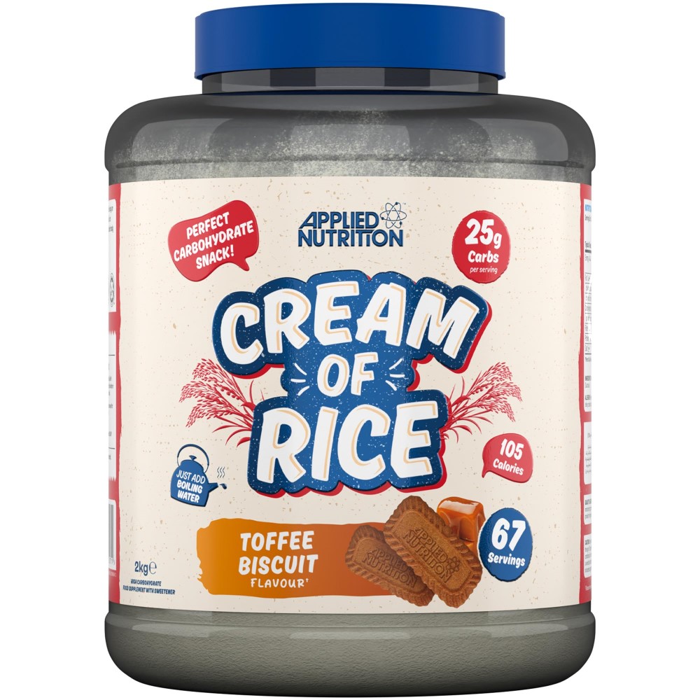 protein supplement, cream of rice, toffee biscuit, flavour, calories per serving