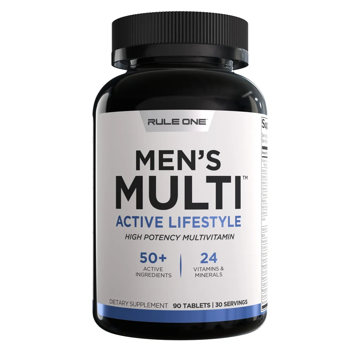 Rule One Men's Multi high-potency multivitamin dietary supplement with 90 tablets and 30 servings