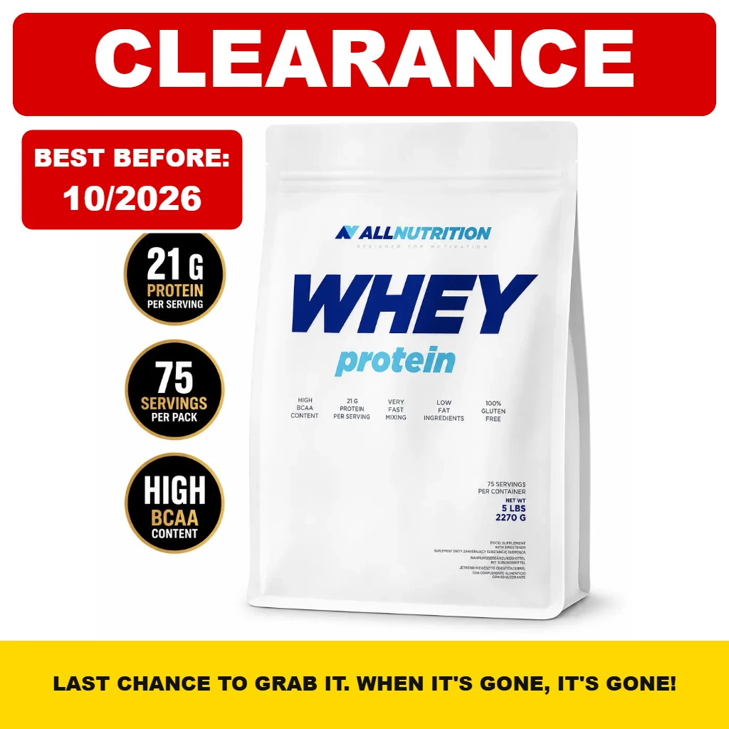 AllNutrition Whey Protein 5 lb whey protein supplement with 21 g protein per serving and 75 servings