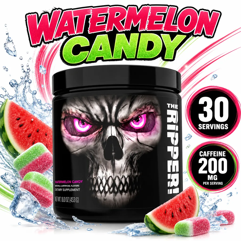 JNX Sports The Ripper! 30 Servings watermelon candy fat burner powder supplement with 200mg caffeine per serving