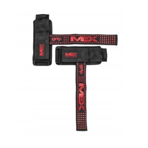 Mex Lifting Straps V-Pro 2pcs, black and red reinforced cotton straps with neon wrist protection inserts, set of two