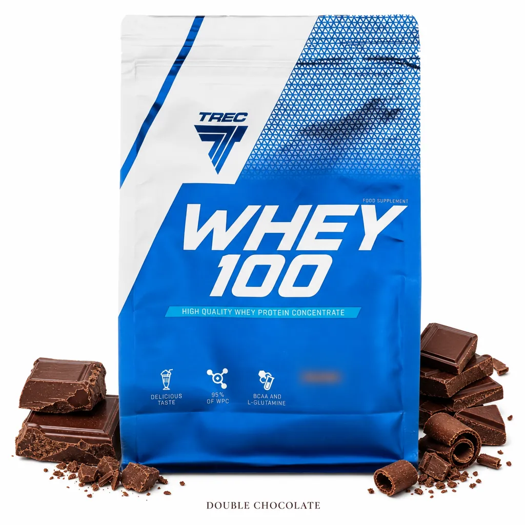 Trec Nutrition Whey 100 700g Double Chocolate is a high-quality whey protein concentrate for muscle growth and recovery, featuring a rich chocolate flavour.