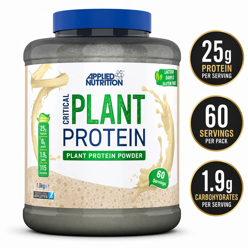 Applied Nutrition Critical Plant Protein 1800g vegan plant protein powder with 25g protein per serving and 60 servings