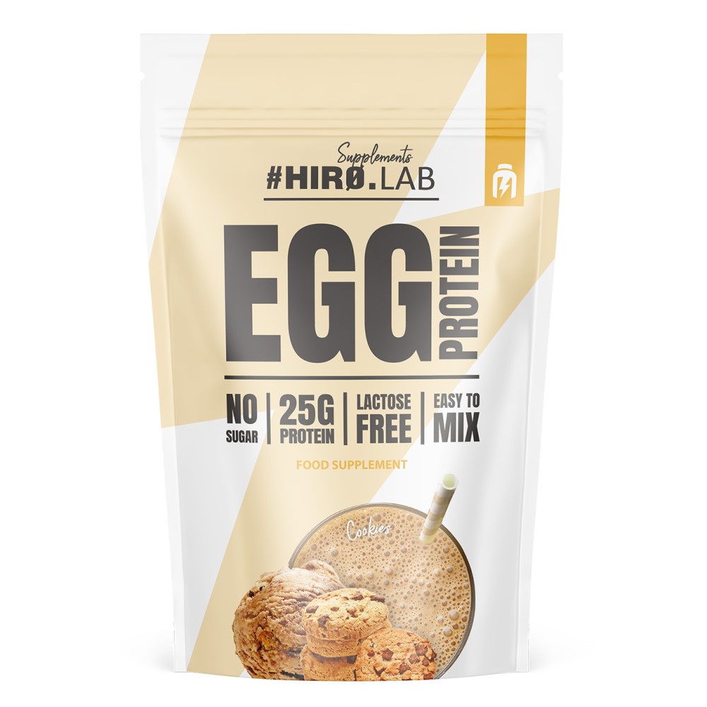 Hiro Lab Egg Protein 750g container, likely a large tub with branded label, designed for protein powder storage