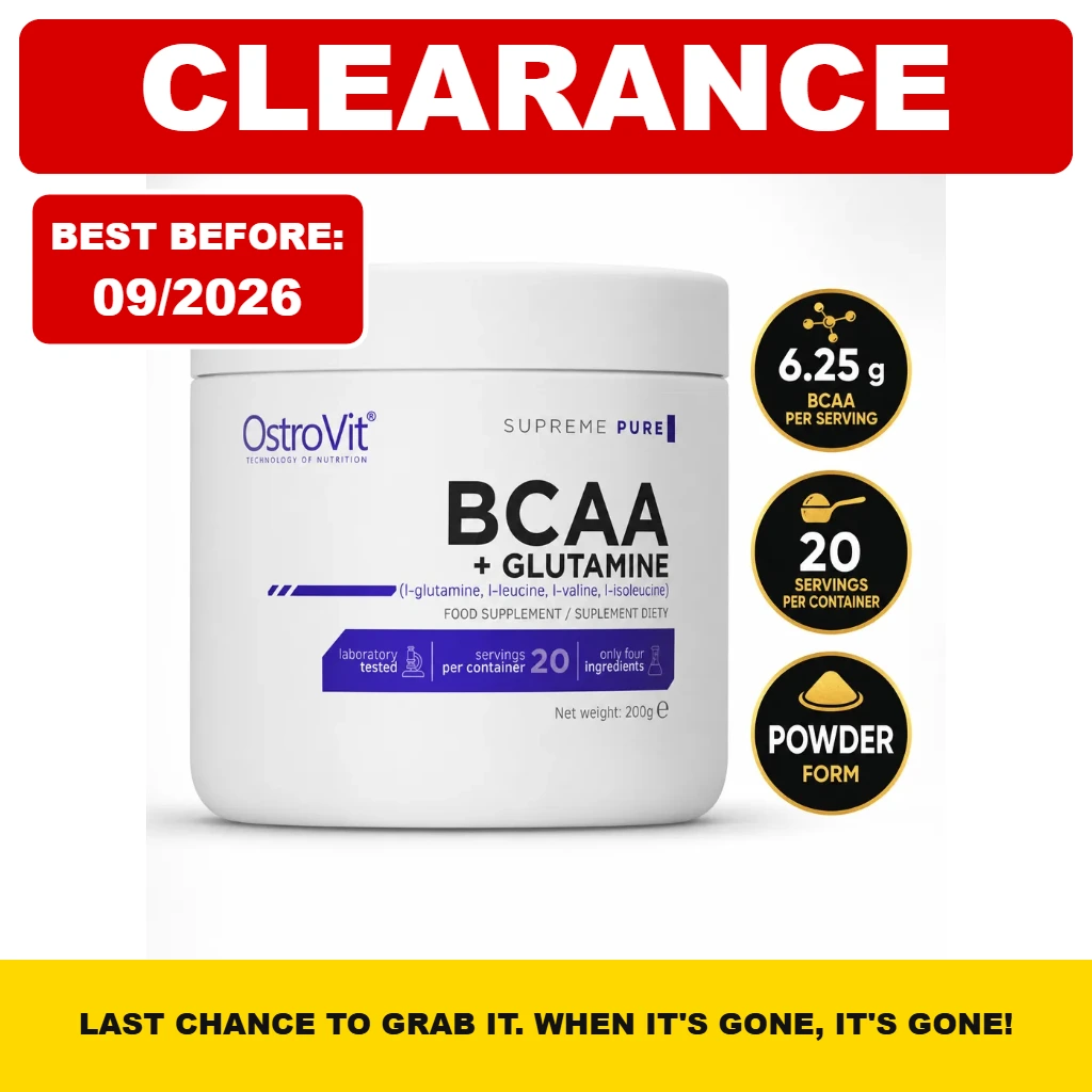 OstroVit BCAA + Glutamine 200g powdered dietary supplement with BCAA and glutamine, 20 servings