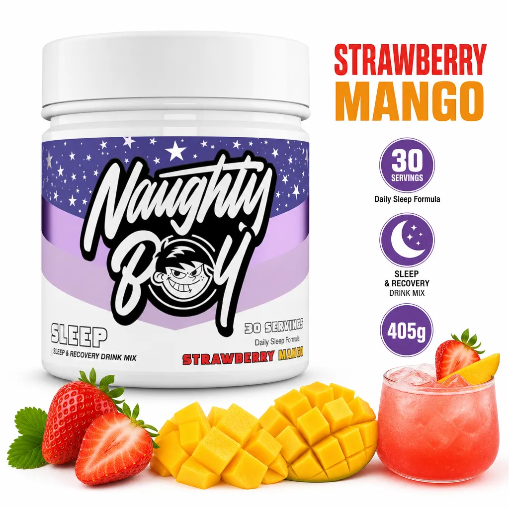 Naughty Boy Sleep 405g strawberry mango sleep and recovery drink mix powder with 30 servings