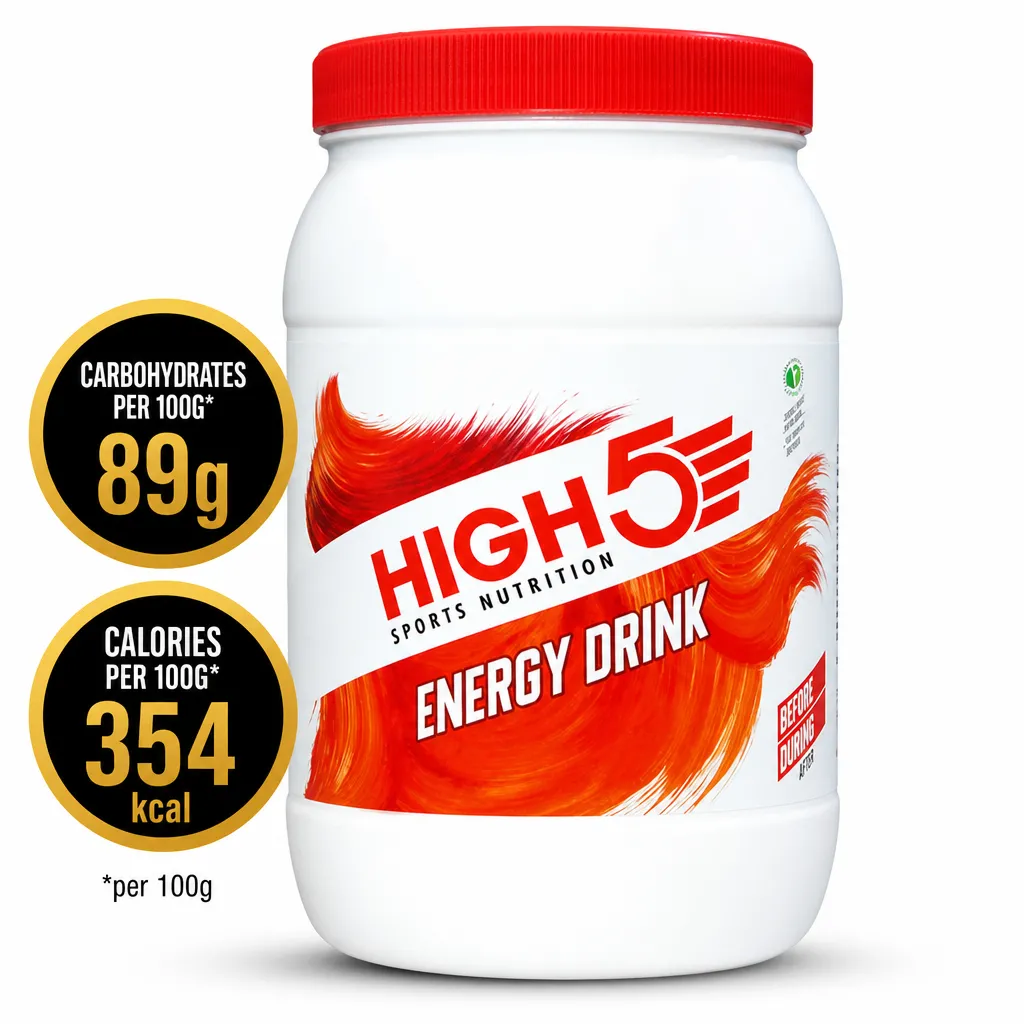 High5 Sports Nutrition Energy Drink 1000g carbohydrate-electrolyte powder in a white tub with a red lid