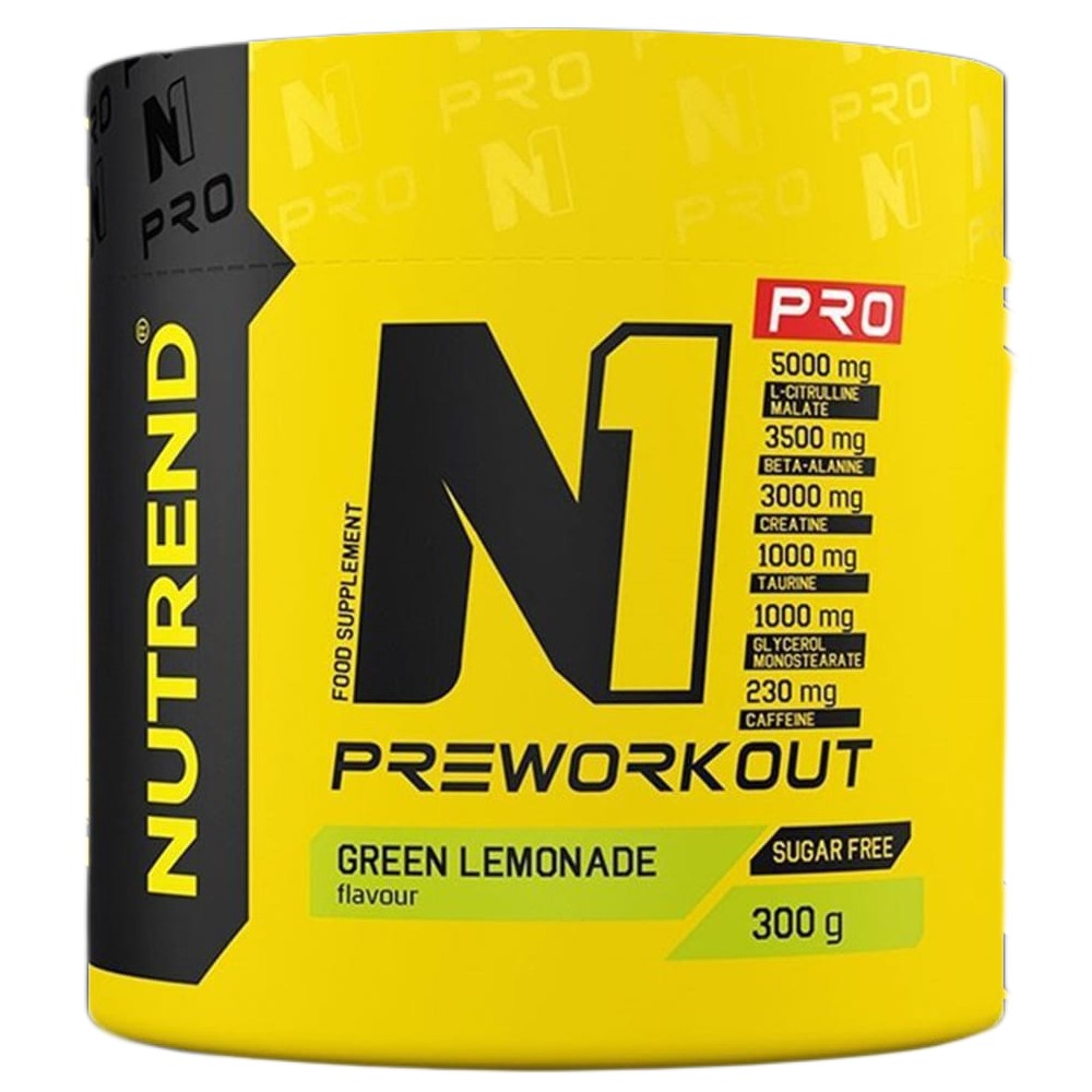 Nutrend N1 Pro Pre Workout 300g container, likely a plastic tub with branded label and supplement details