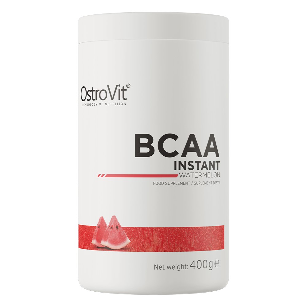 OstroVit BCAA Instant 400g by OstroVit Nutrition, a powdered dietary supplement in a large plastic container