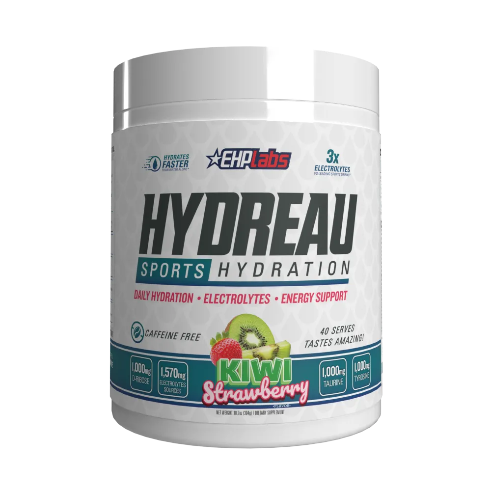 EHPLabs Hydreau kiwi strawberry sports hydration powder, 40 servings, caffeine-free electrolyte dietary supplement