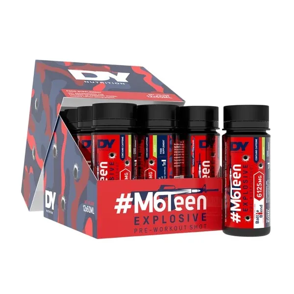 Dorian Yates #M6teen mojito-flavour pre-workout shots, 12 x 60 ml, in a red and black multipack