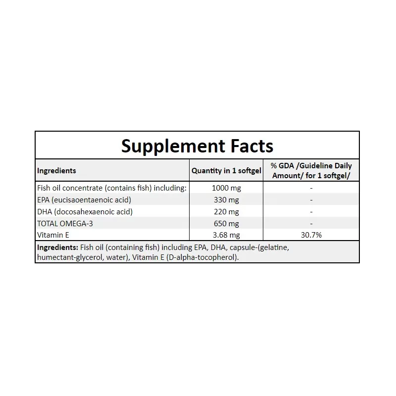 Hiro Lab Omega 3 120 Softgels packaging, showing supplement facts and ingredient details on the label.