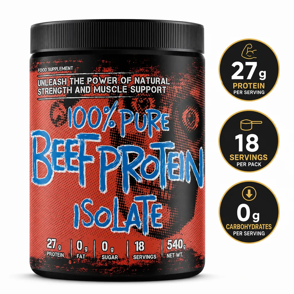 Joker Nutrition 100% Pure Beef Protein Isolate, 540g tub with 27g protein per serving and 18 servings