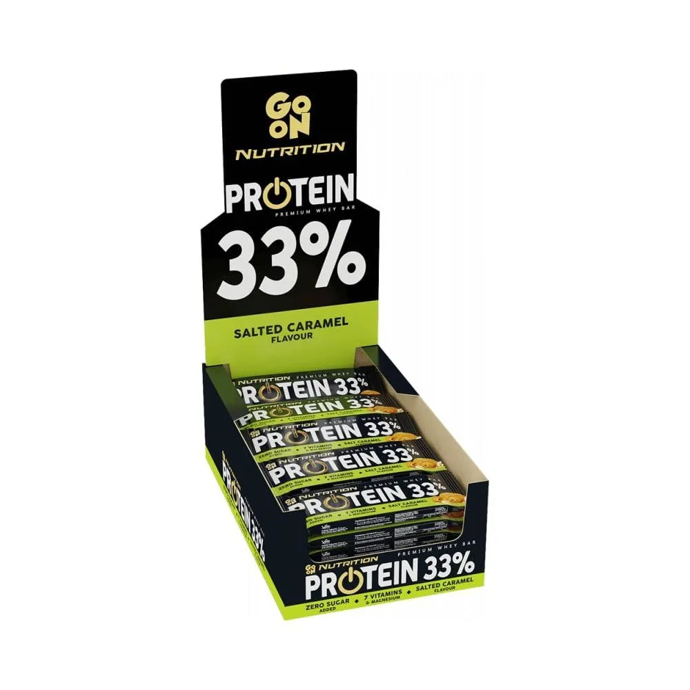 Go On Protein Bar 33% Salted Caramel, 50g protein snack bars in a box of 25