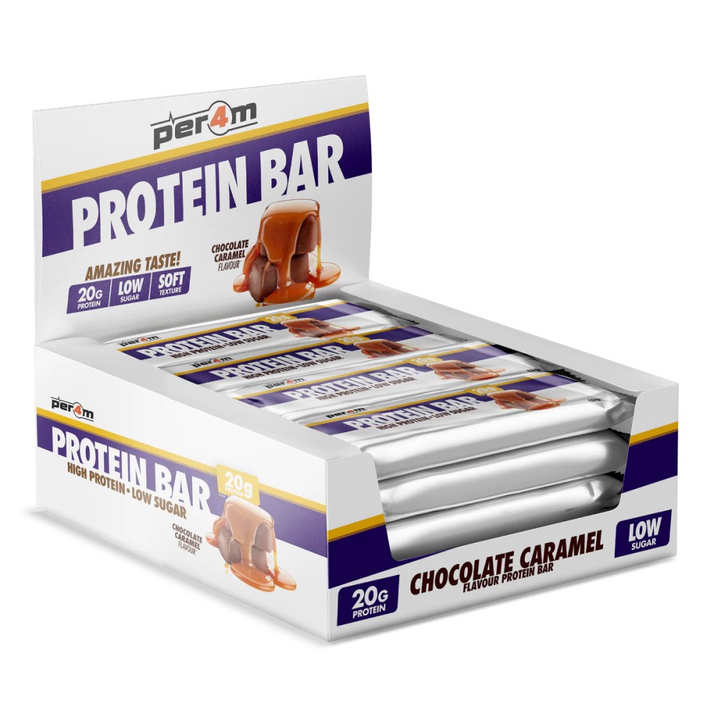 protein bar, chocolate caramel, 20g protein, low sugar, soft texture