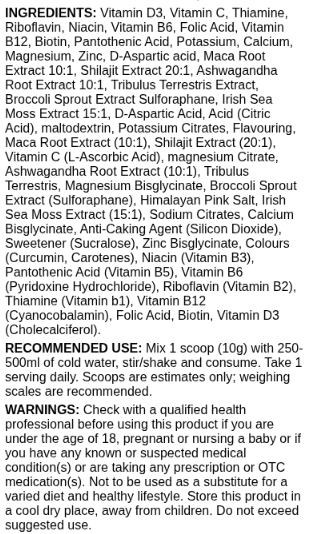 Applied Nutrition TRT Testosterone Support, scoop of powder being poured into a clear glass of water.