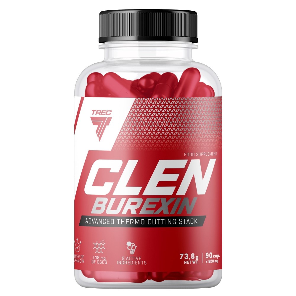 Trec Nutrition Clenburexin advanced thermo cutting stack food supplement, 90 capsules, red and white label, weight loss support.