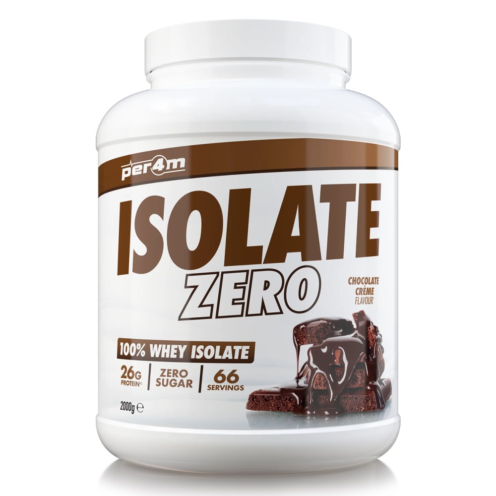 Per4m Isolate Zero 2000g large whey protein powder tub with branded label and secure screw-top lid
