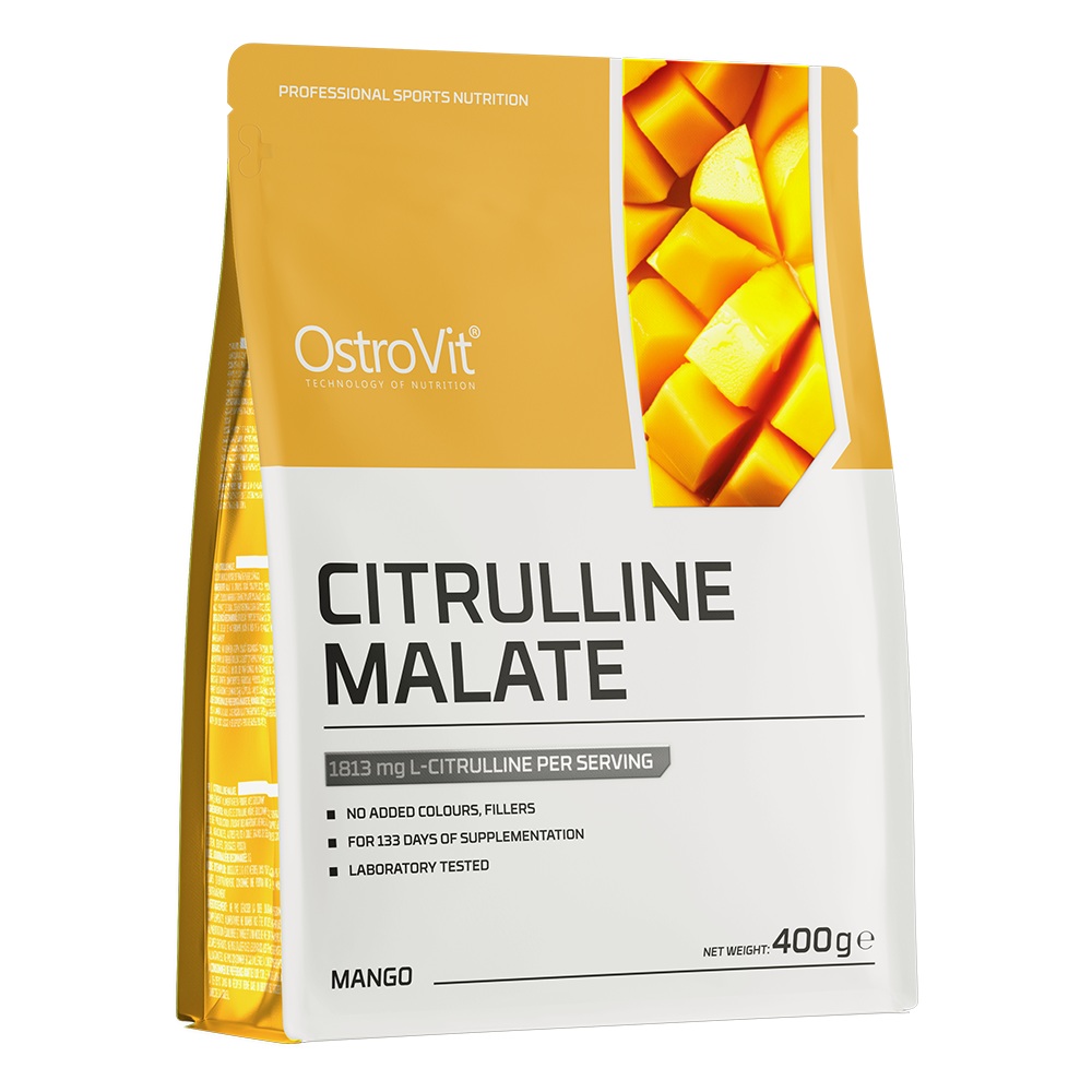 OstroVit Citrulline Malate 400g powdered supplement in a plastic container with branded label