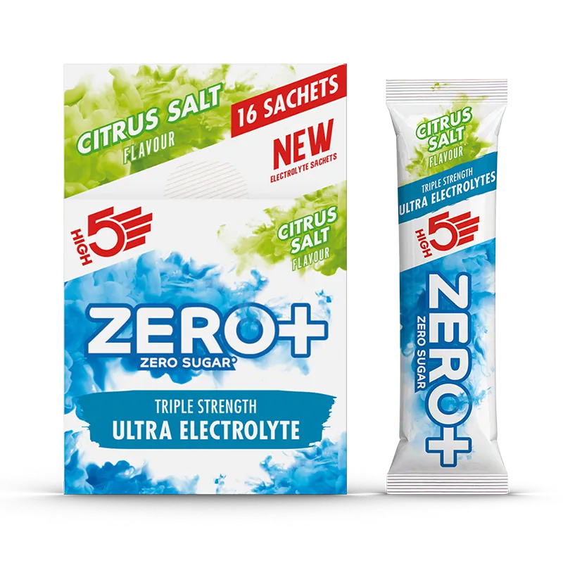 HIGH5 Zero+ Ultra Electrolyte citrus salt flavour sachets, 16-pack of zero-sugar electrolyte drink mix