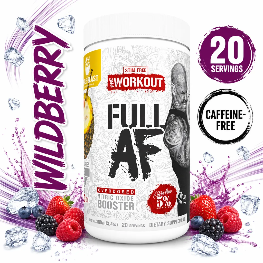 5% Nutrition Full AF Legendary Series nitric oxide booster, caffeine-free pre-workout powder with 20 servings