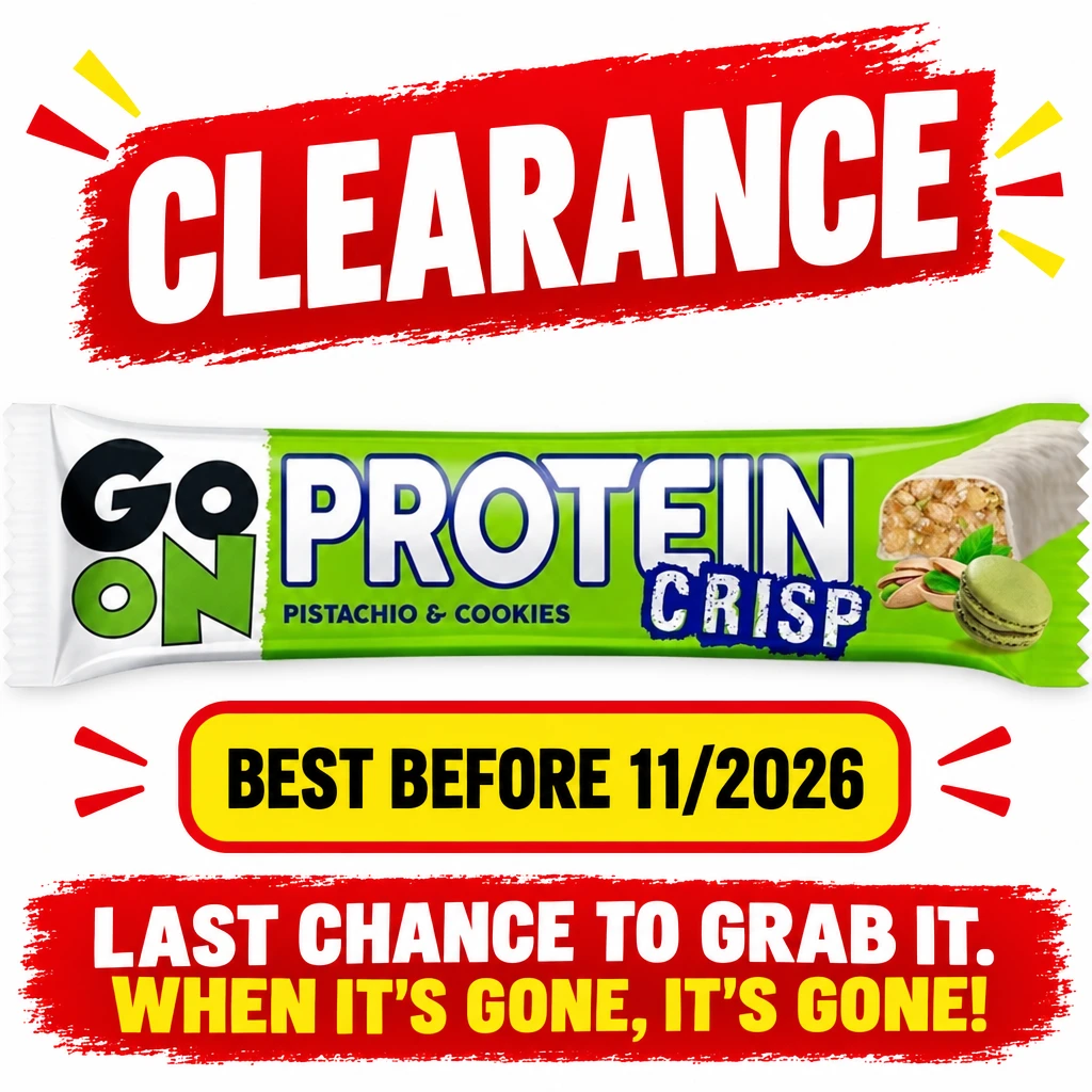 Go On Nutrition Crisp Protein Bar, 45g, Pistachio & Cookies flavour in a green-and-white wrapper; best before 11/2026.