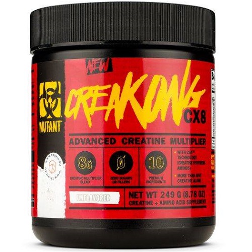 Back label of Mutant Creakong Cx8 249g Unflavoured showing supplement facts and ingredient details