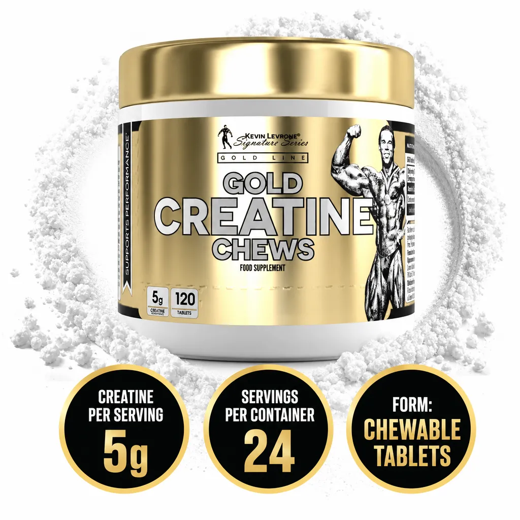 Kevin Levrone Gold Creatine Chews 120 Tabs, chewable creatine monohydrate tablets with 5 g per serving