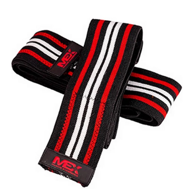 Mex Pro Knee Wraps 2pcs, extra-wide and long elastic cotton wraps in black, designed for knee support