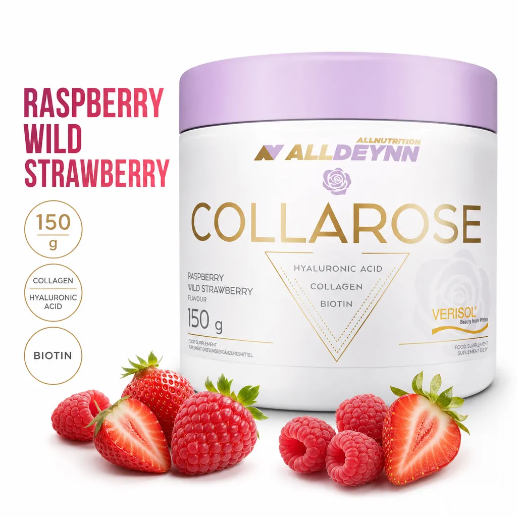 Allnutrition ALLDEYNN Collarose 150g raspberry wild strawberry collagen powder with hyaluronic acid and biotin