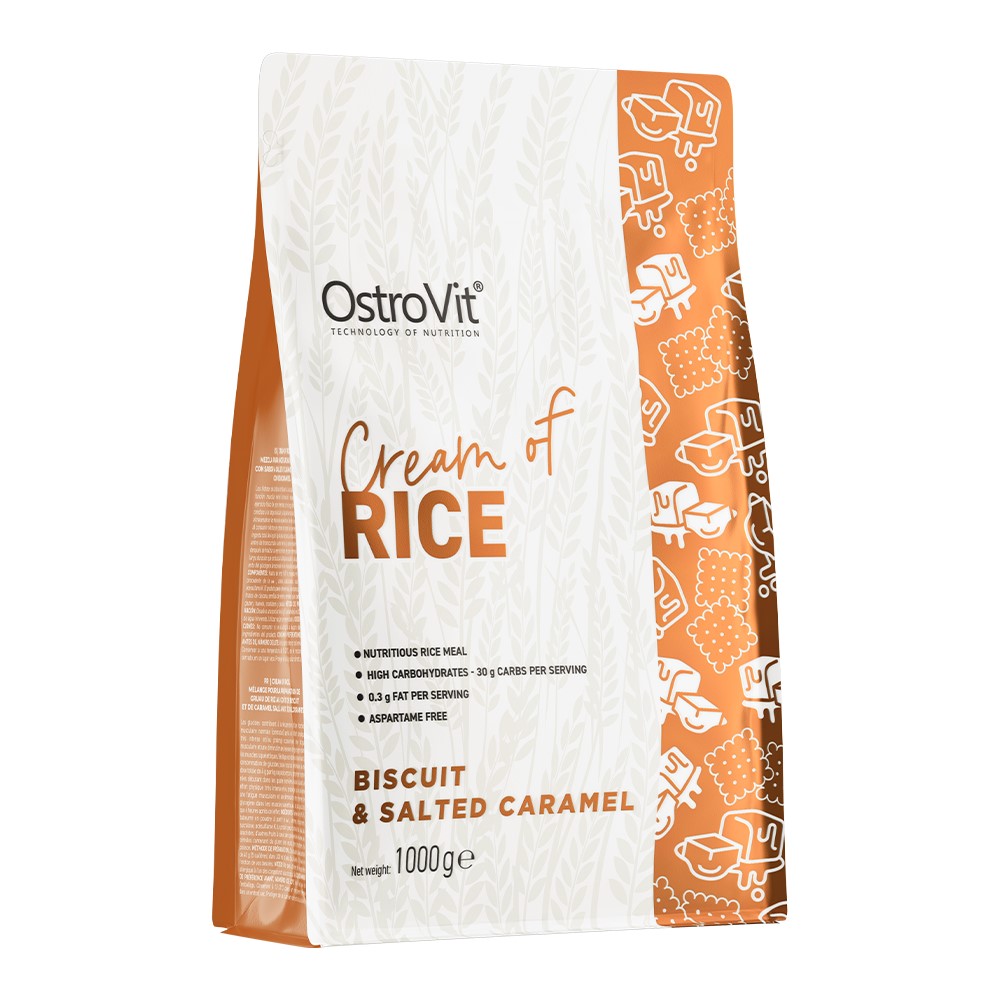 OstroVit Cream of Rice 1000g in a large resealable pouch, white packaging with OstroVit Nutrition branding
