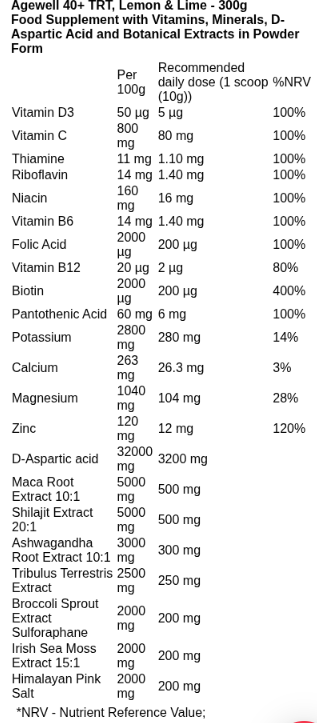 Applied Nutrition TRT Testosterone Support, close-up of supplement powder showing fine, light-colored texture.