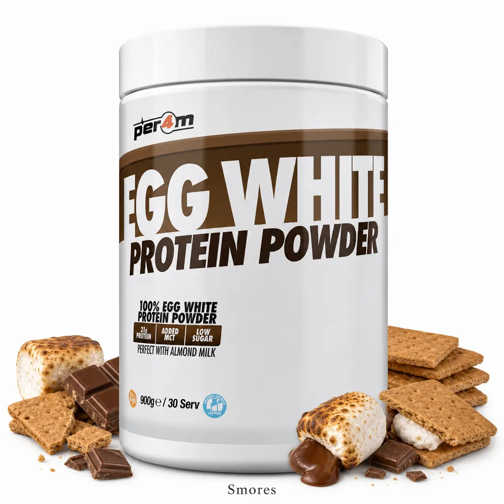 Per4m Egg Protein 900g s’mores egg white protein powder with 21g protein, added MCT and low sugar
