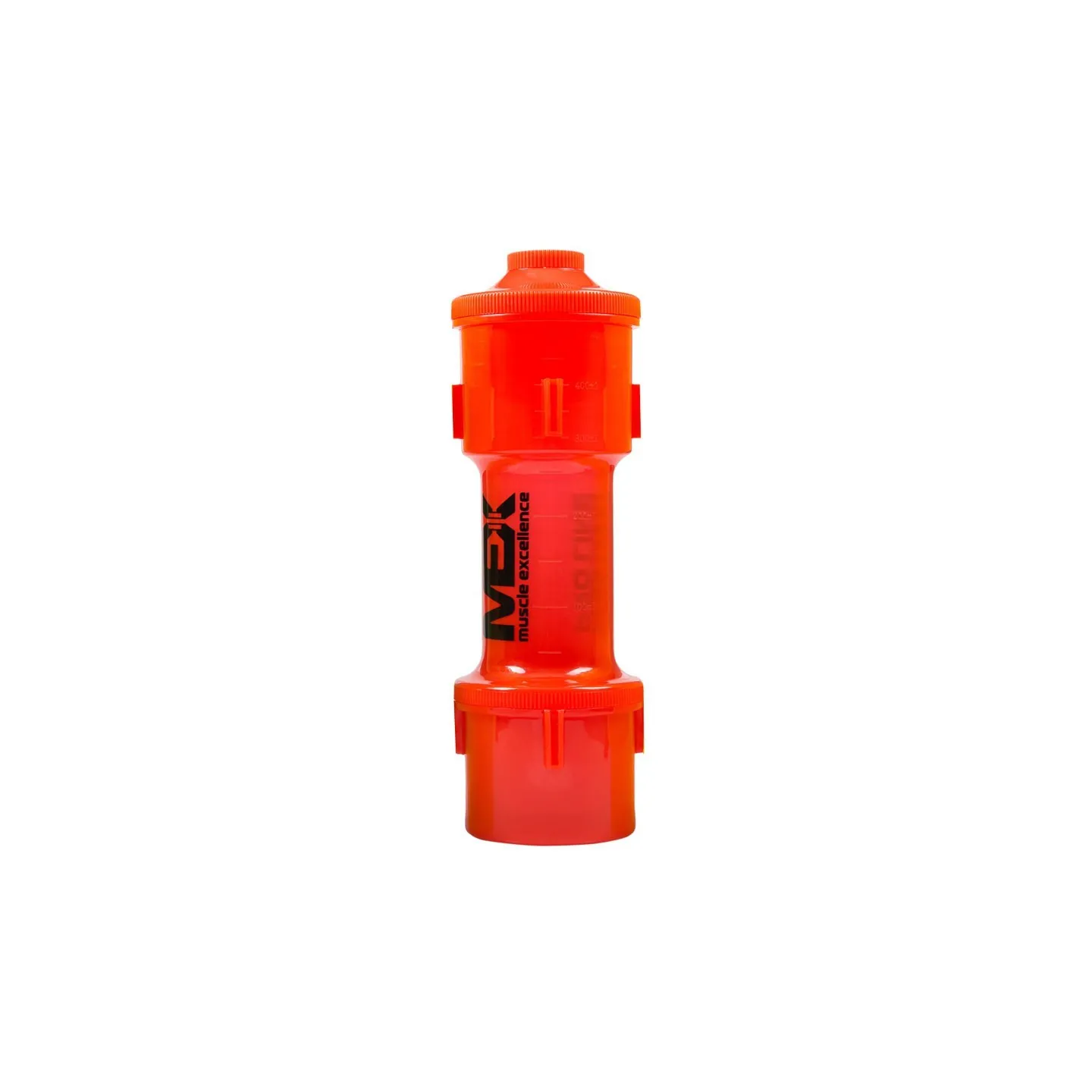 Mex Nutrition Mex Multiple Shaker Dumbbell Shape 500ml orange shaker bottle with ergonomic grip, detachable storage, and bold fitness-inspired design.