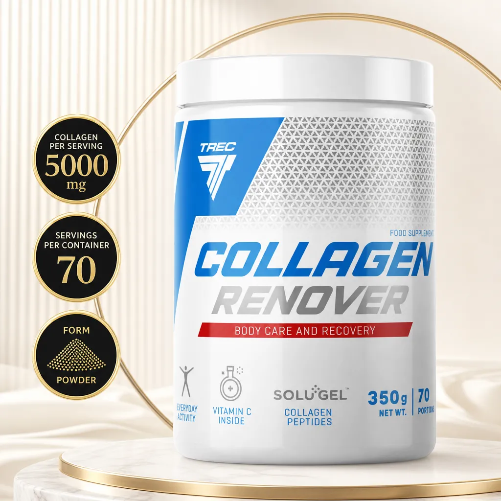 Trec Nutrition Collagen Renover 350g hydrolyzed collagen powder supplement with vitamin C in a white tub