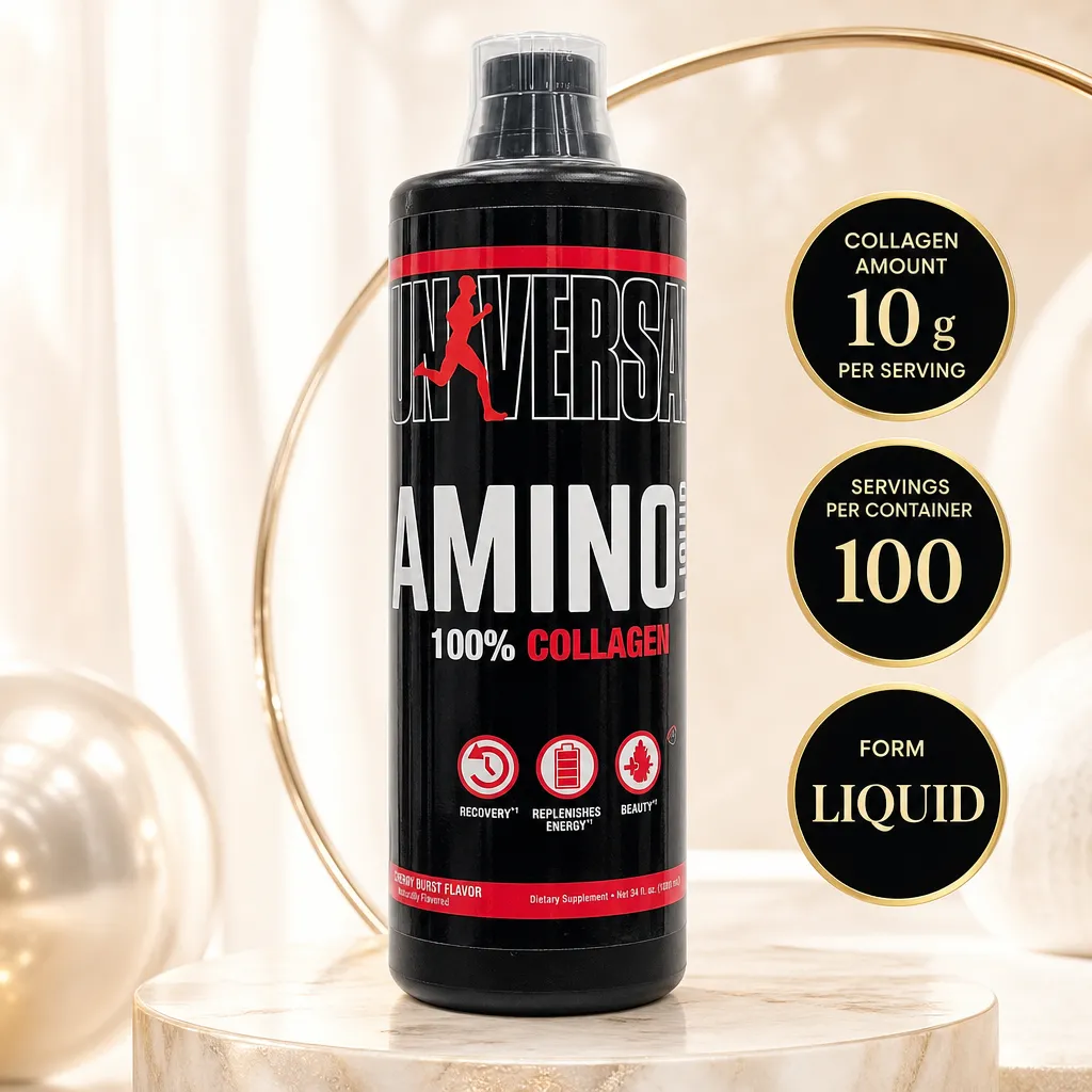 Universal Nutrition Amino Liquid Collagen 1000ml liquid amino acid supplement with cherry burst flavour and 10 g collagen per serving
