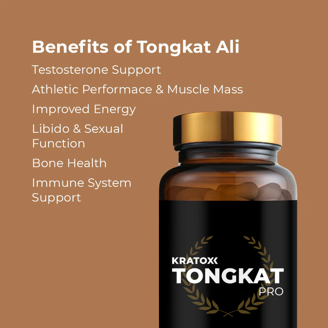 Close-up of Kratox Tongkat Ali Pro capsules, showing clear vegetable cellulose capsules filled with brown powder