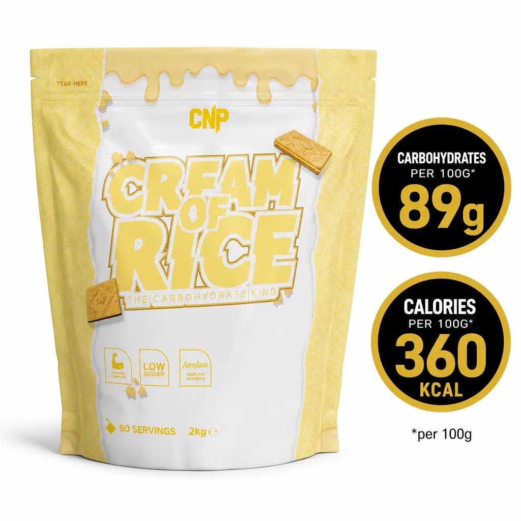 CNP Cream of Rice The Carbohydrate King 2000g rice flour carbohydrate supplement in a yellow and white pouch