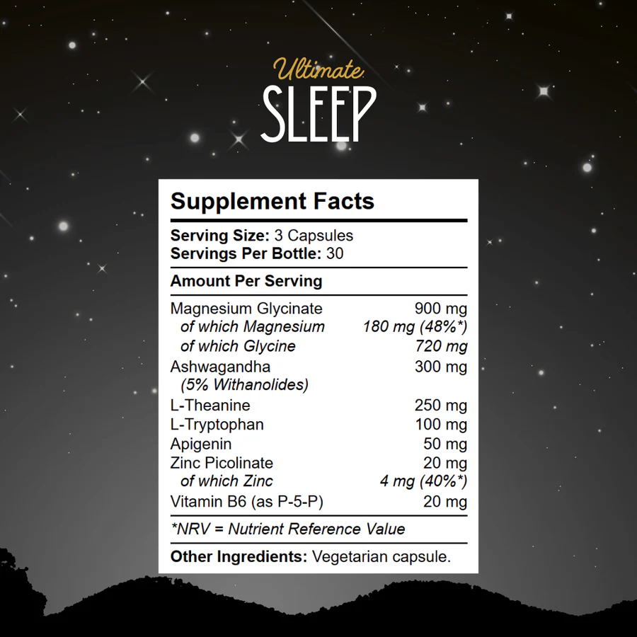 Close-up of Kratox Ultimate Sleep capsules, small white or off-white capsules in a pile or scattered