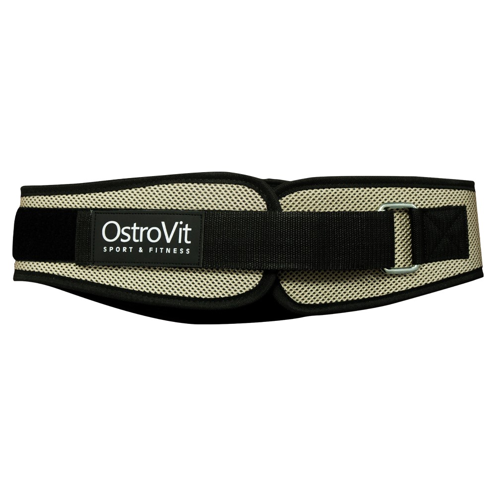 OstroVit Fabric Bodybuilding Belt with adjustable Velcro strap, breathable black fabric, and ergonomic foam padding