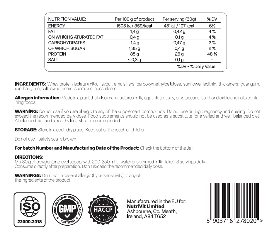 protein powder, whey protein, milk protein, nutrition label, jar container