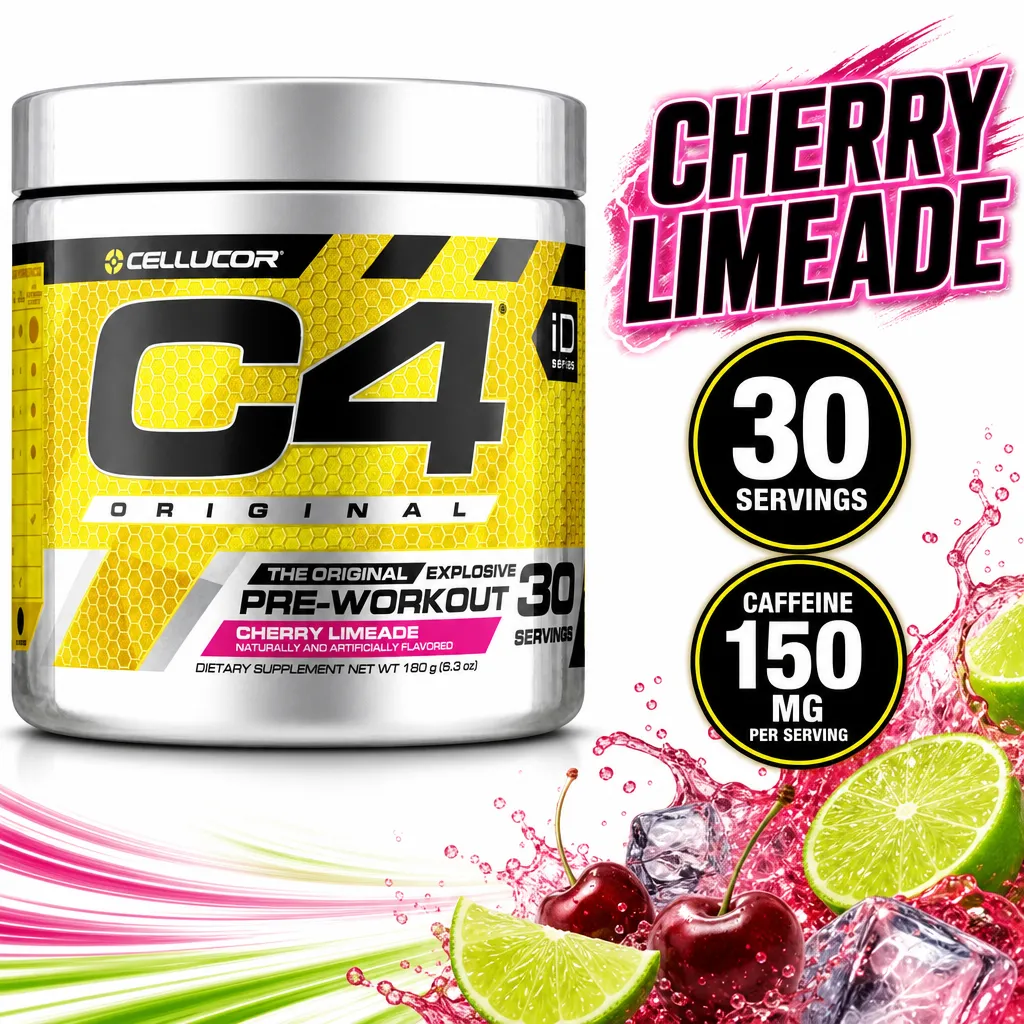 Cellucor C4 Original pre-workout powder in Cherry Limeade flavour, 30 servings with 150 mg caffeine per serving.