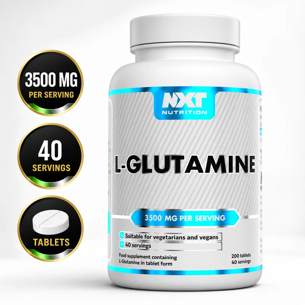 NXT Nutrition Glutamine 200 Tabs, L-Glutamine supplement in tablet form with 3500 mg per serving and 40 servings