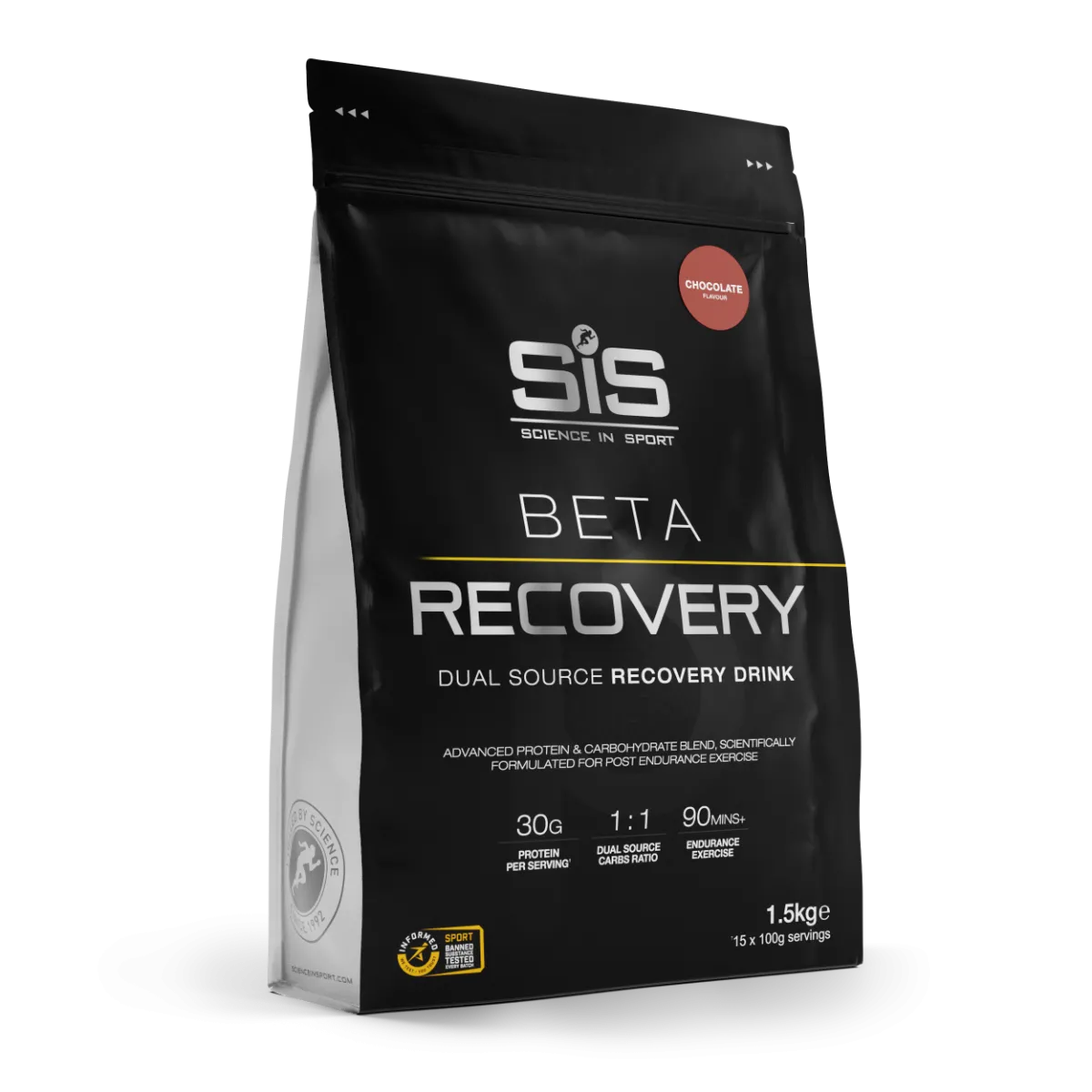 SiS Beta Recovery chocolate-flavour dual-source recovery drink powder, 1.5kg sports nutrition supplement