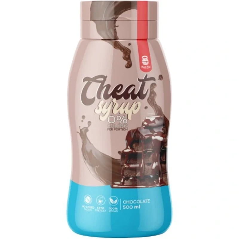 Cheat Meal Syrup 0% Chocolate dessert syrup in a 500 ml bottle, with a smooth pourable sauce and brown chocolate flavour