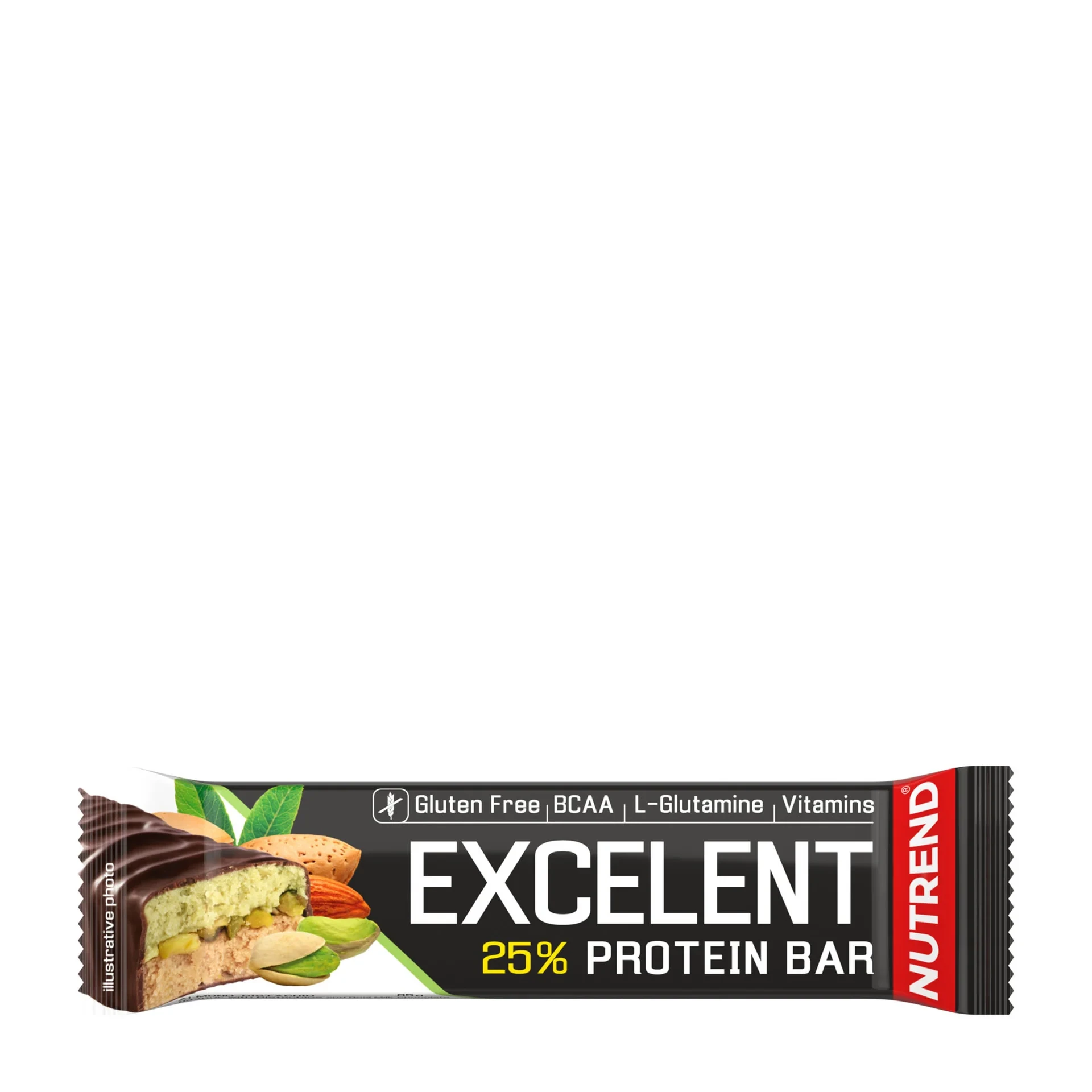 Nutrend Excelent 25% Protein Bar, 40g almond pistachio flavour with visible pistachio and almond pieces