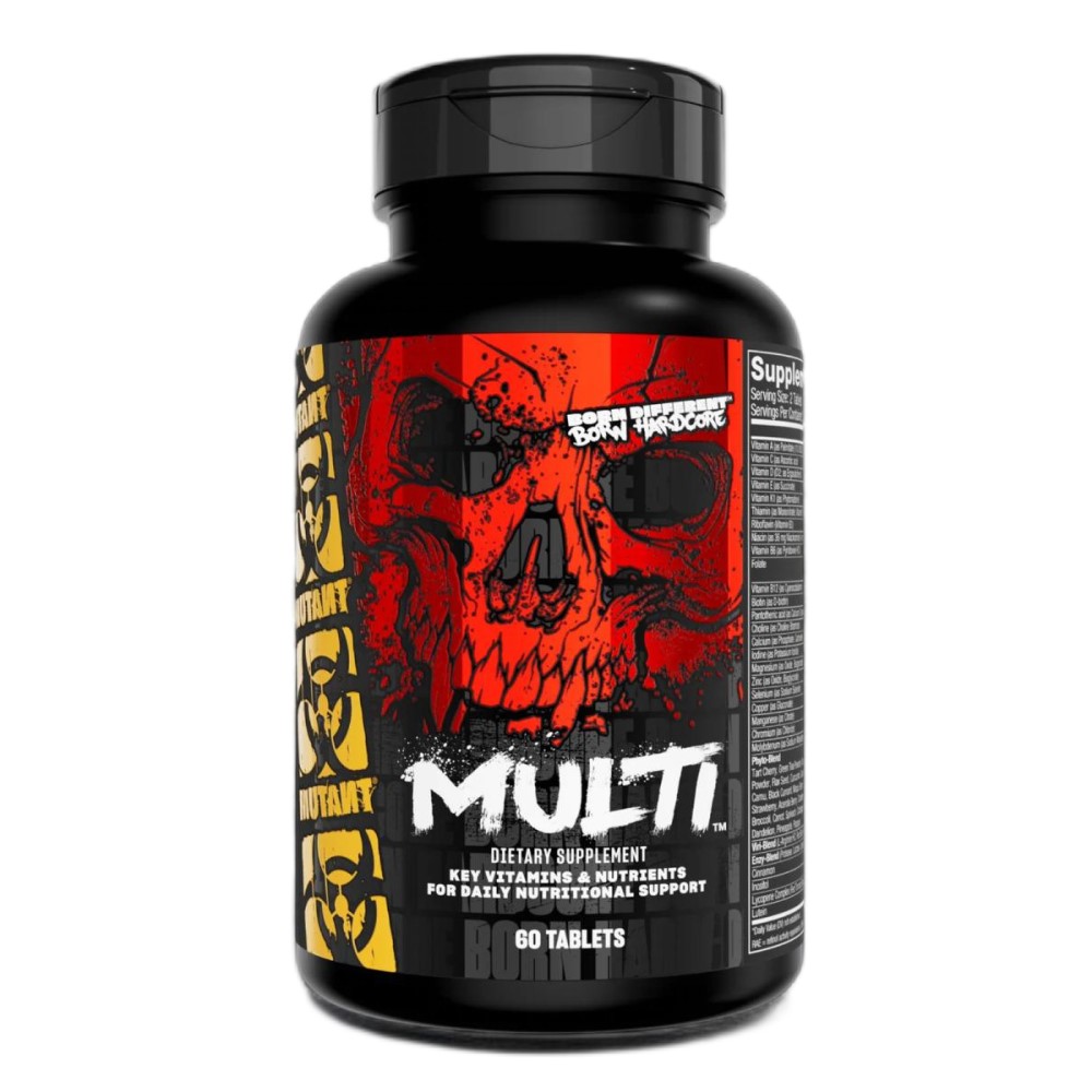 Mutant Multi 60 Tabs bottle with bold Mutant branding, containing 60 multivitamin tablets for athletes