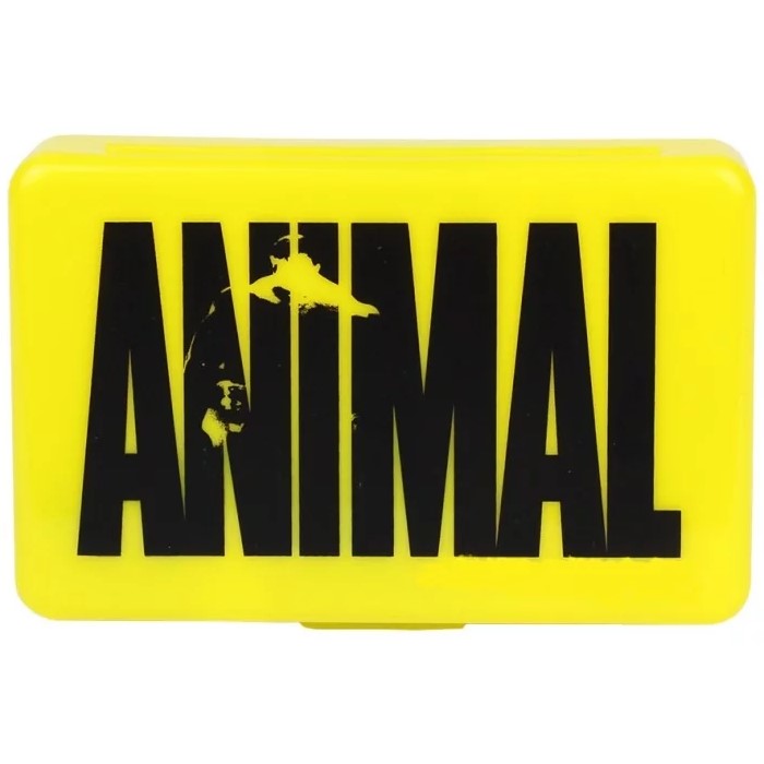 Universal Nutrition Animal Pill Case, compact and sturdy pill organizer with secure closure, shown in a vibrant color.
