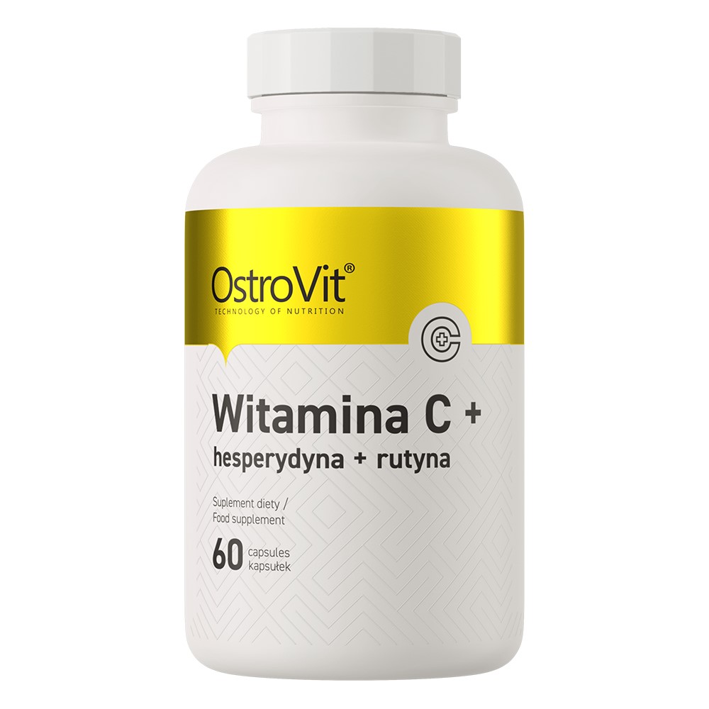 OstroVit Witamina C + hesperydyna + rutyna dietary supplement, 60 capsules, vitamin C with hesperidin and rutin, white bottle with gold label