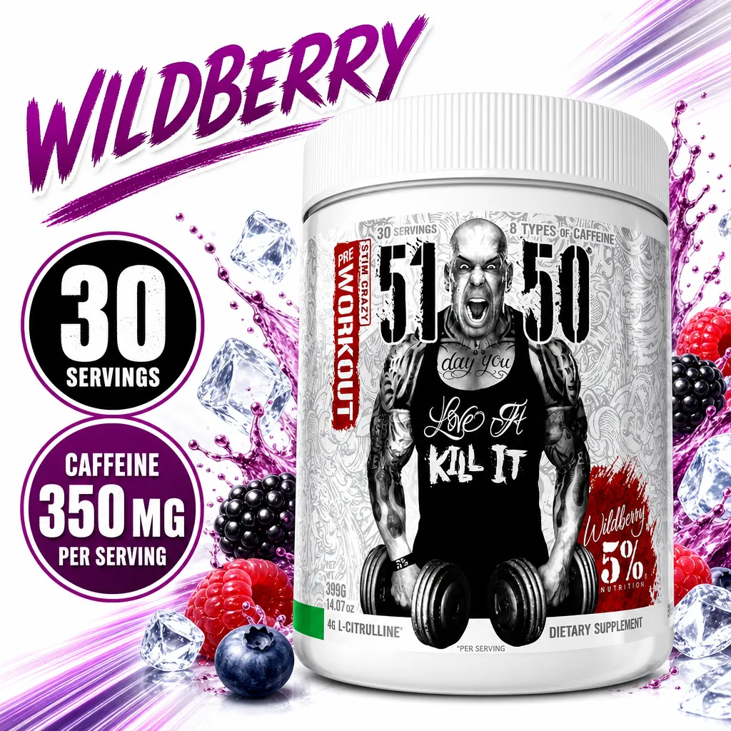5% Nutrition 5150 Legendary Series Wildberry pre-workout supplement, 30 servings with 350mg caffeine and 4g L-citrulline